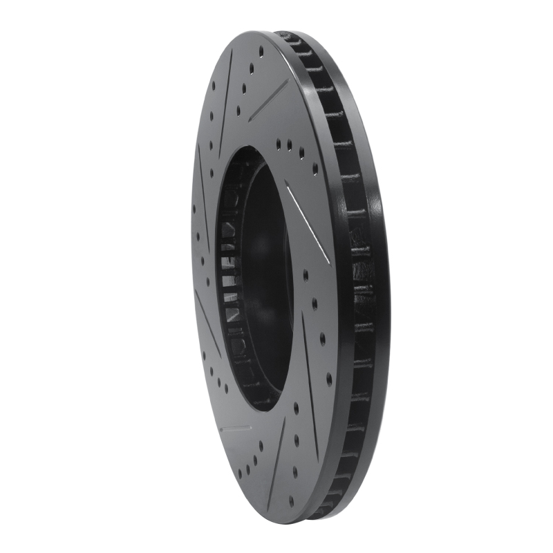 Subaru Forester Brake Rotor (1) - Front Right - R1 Concepts - Drilled & Slotted - Black - `05-`18